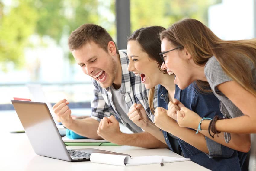 co-workers cheering