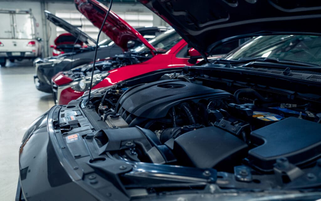 cars at a body shop
